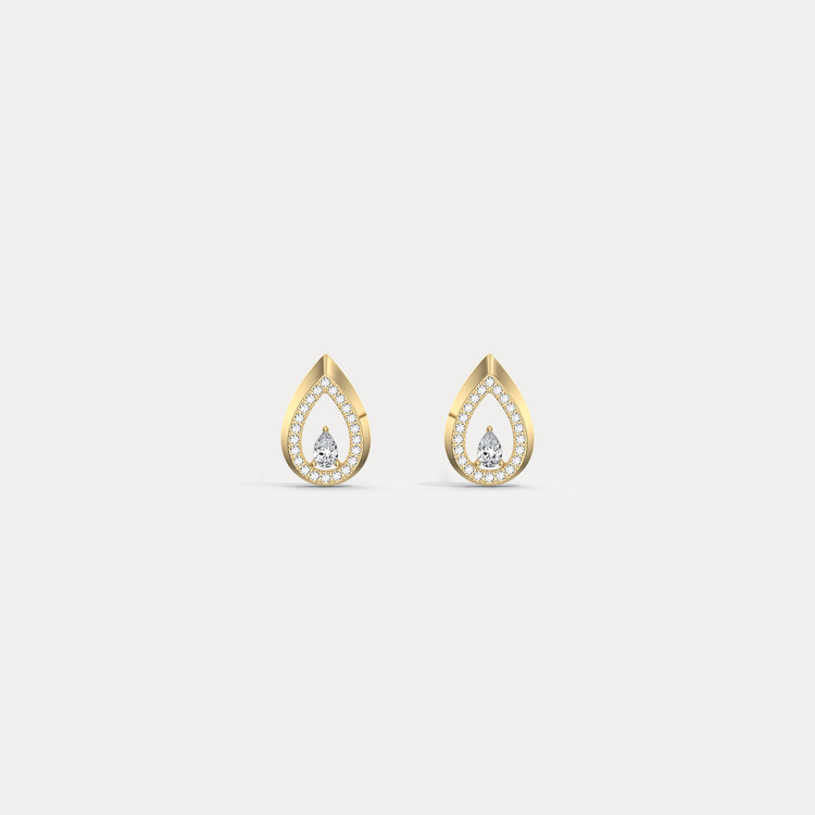 Pavé Teardrop Lab - Grown Diamond Stud Earrings in 14K Gold/Platinum - Earrings