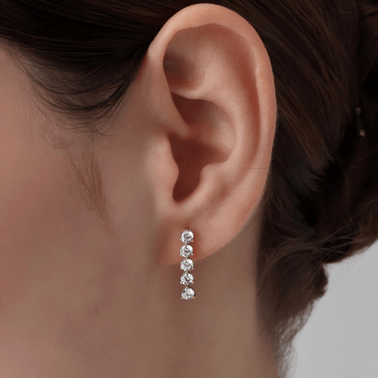 14K Gold Dangle Stud Earring With Lab Diamond -