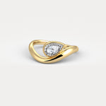 Bezel Pear Diamond Curved Ring in Sterling Silver - Rings