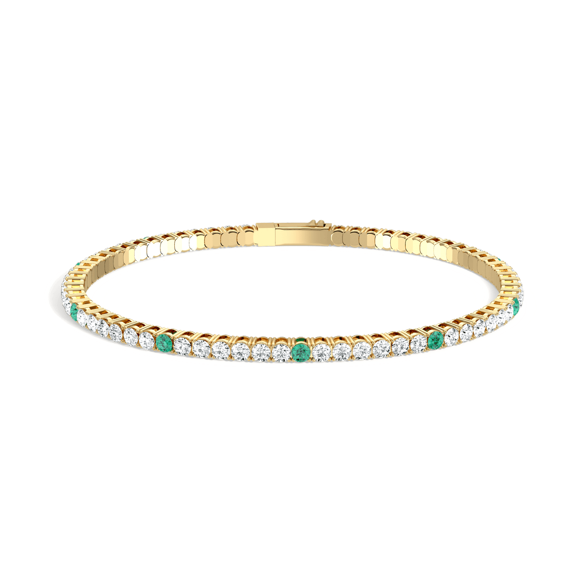 3.52CTW DEW Moissanite Flexible Bangle Bracelet with Lab Created Emerald -