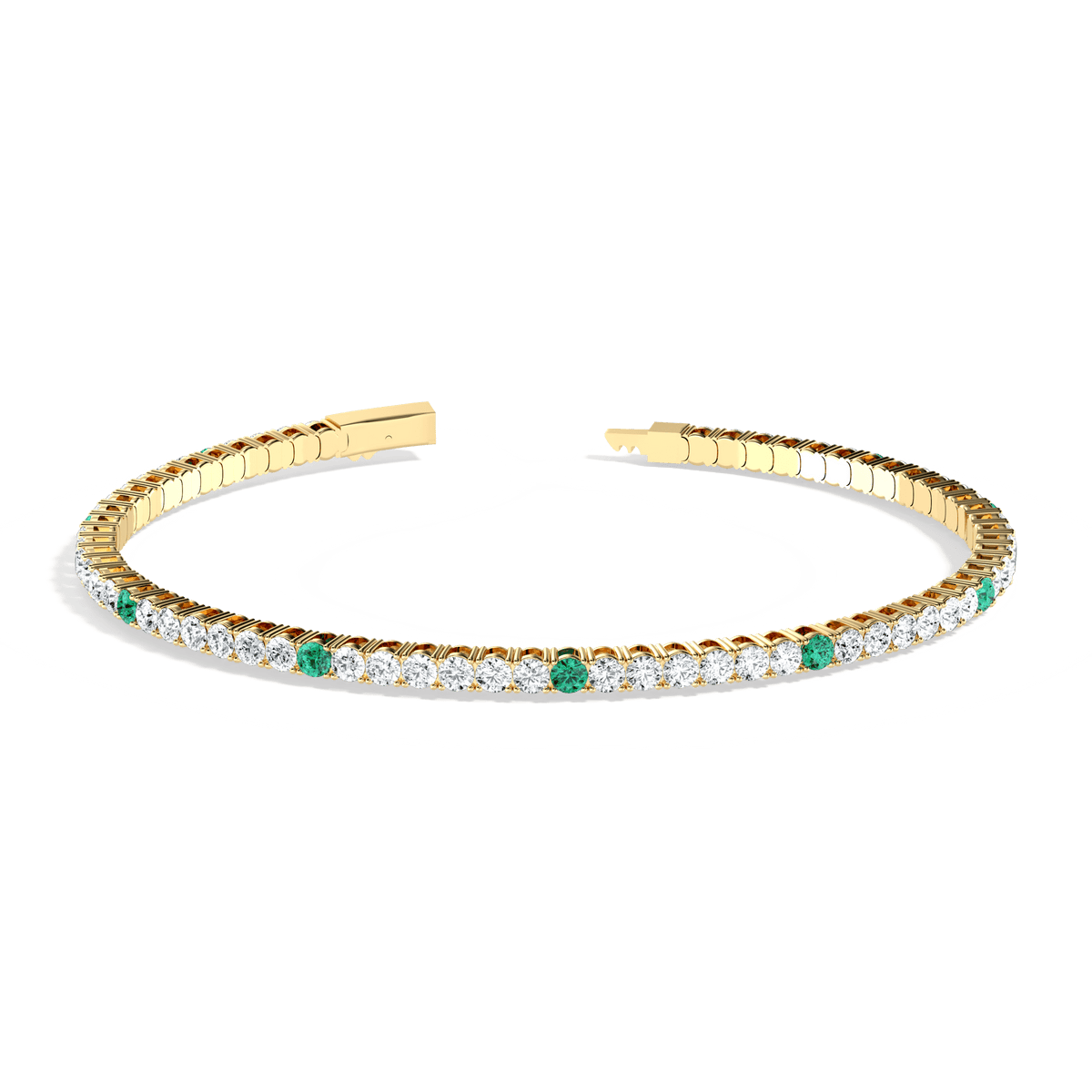 3.52CTW DEW Moissanite Flexible Bangle Bracelet with Lab Created Emerald -