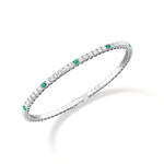 Lab Created Emerald Flexible Bangle Bracelet in 14K Solid Gold - Bracelets
