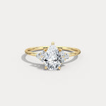 Juliette丨1CT Pear Cut Lab Grown Diamond Cluster Ring with Round Accents in 14K Gold/Platinum - Rings