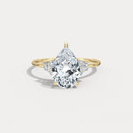 Juliette丨2CT Pear Cut Lab Grown Diamond Cluster Ring with Round Accents in 14K Gold/Platinum - Rings