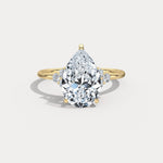 Juliette丨3CT Pear Cut Lab Grown Diamond Cluster Ring with Round Accents in 14K Gold/Platinum - Rings