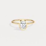 1CT Oval Cut Lab - Grown Diamond Bezel Engagement Ring in 14K Gold/Platinum - Rings