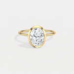 2CT Oval Cut Lab - Grown Diamond Bezel Engagement Ring in 14K Gold/Platinum - Rings