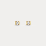 Bezel Lab Grown Round Diamond Stud Earrings in 14K Gold/Platinum - Earrings