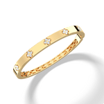 Charm & Dazzle Clover Hinged Lab Made Diamond Bangle Bracelet - Bracelets