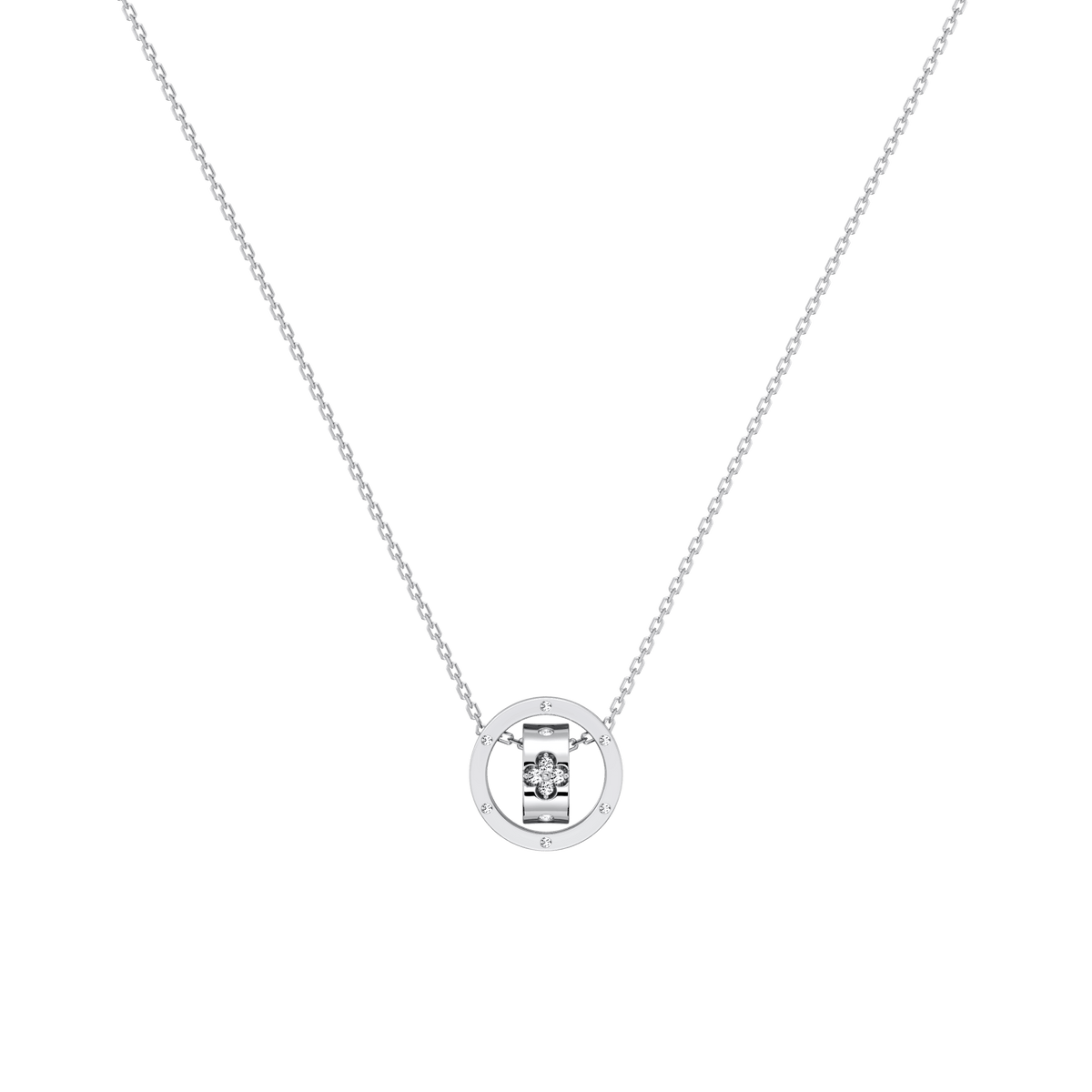 Double Ring Moissanite Pendant Necklace For Women -