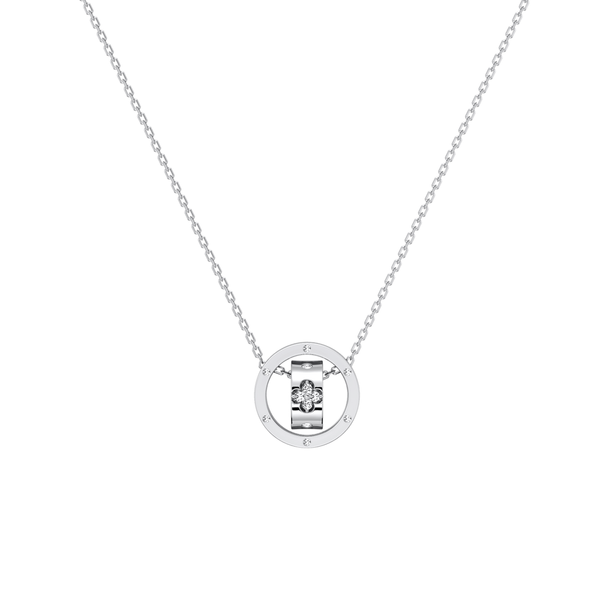 Double Ring Moissanite Pendant Necklace For Women -