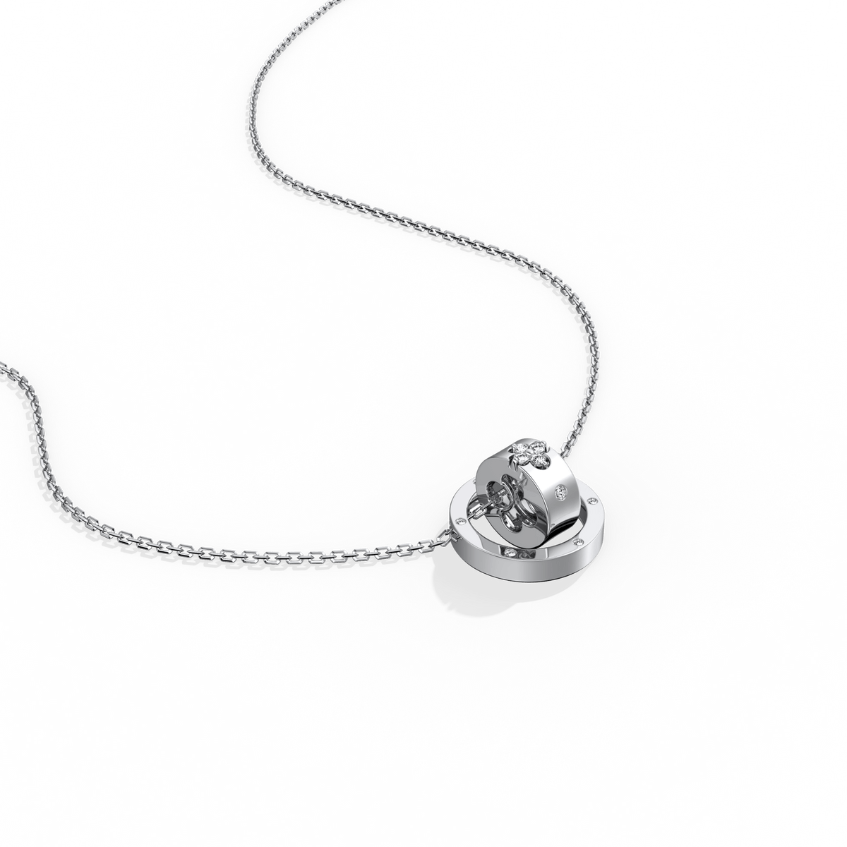 Double Ring Moissanite Pendant Necklace For Women -