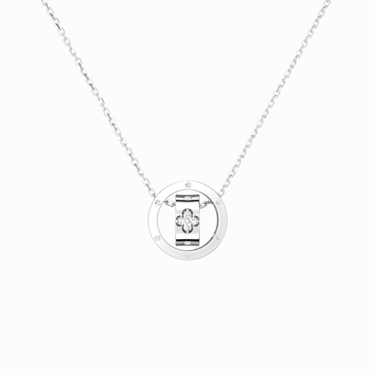 Double Ring Lab - Grown Diamond Pendant Necklace in 14K Solid Gold - Necklaces