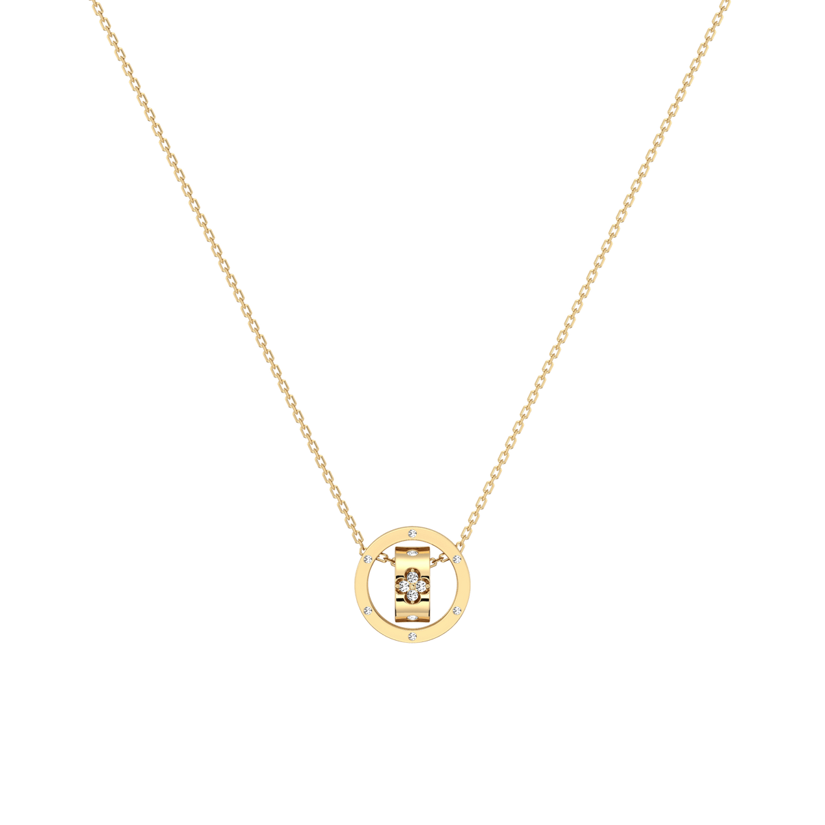 Double Ring Moissanite Pendant Necklace For Women -