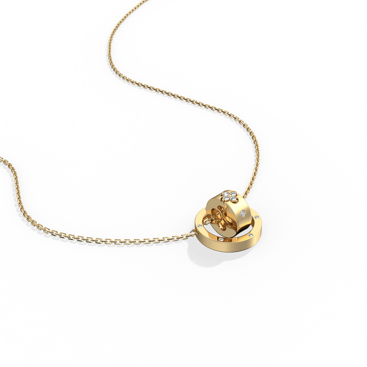 Double Ring Moissanite Pendant Necklace For Women -