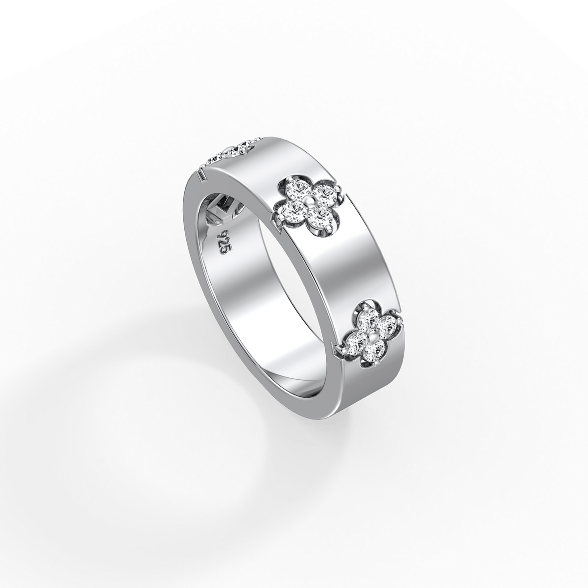 Moissanite Clover Ring in 925 Sterling Silver -