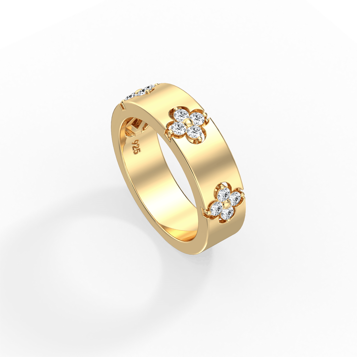 Moissanite Clover Ring in 925 Sterling Silver -