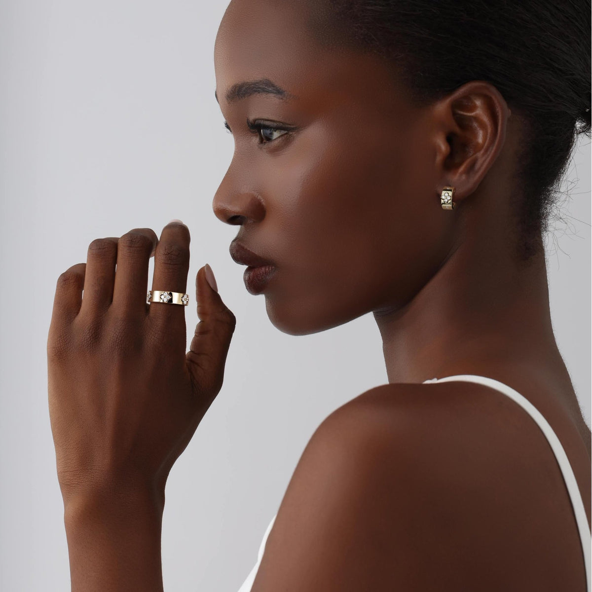 Moissanite Clover Ring in 925 Sterling Silver -