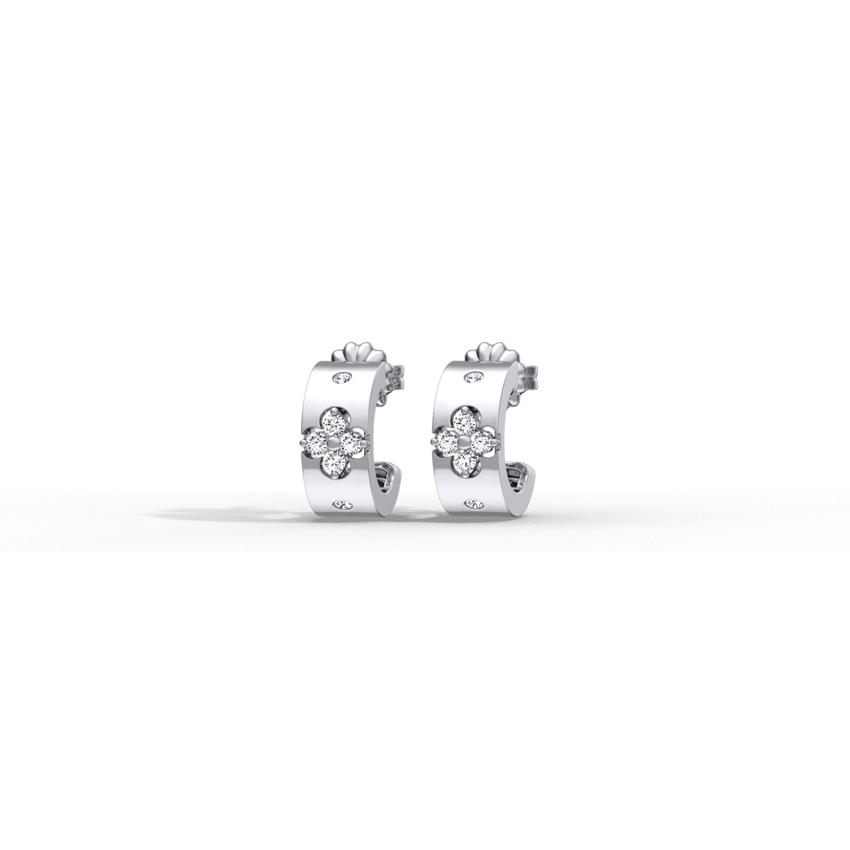 14K Gold Plated Moissanite Clover Hoop Earrings -