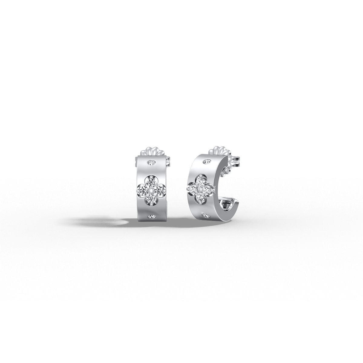 14K Gold Plated Moissanite Clover Hoop Earrings -