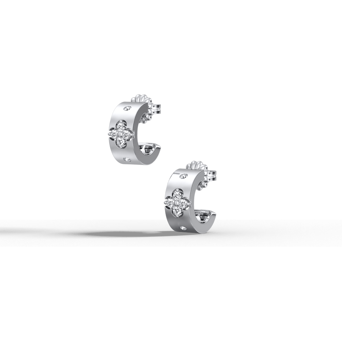 14K Gold Plated Moissanite Clover Hoop Earrings -