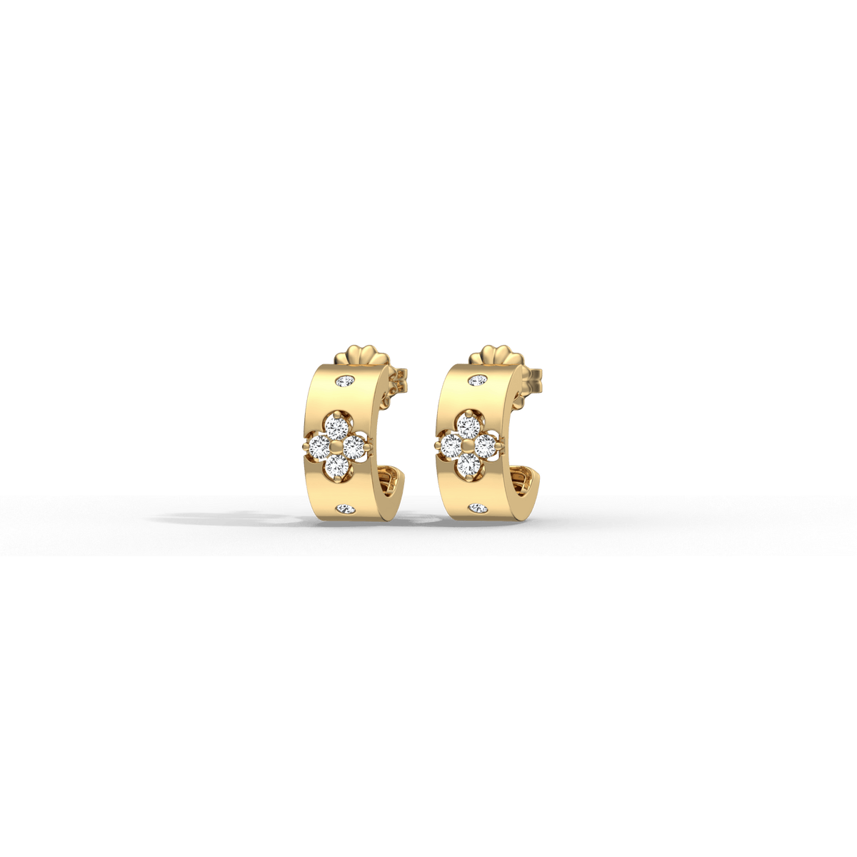 14K Gold Plated Moissanite Clover Hoop Earrings -