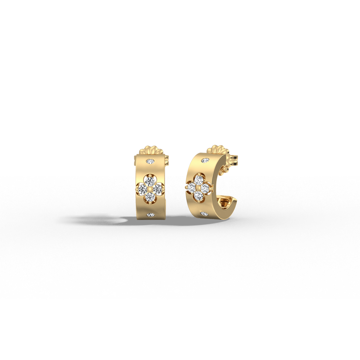 14K Gold Plated Moissanite Clover Hoop Earrings -