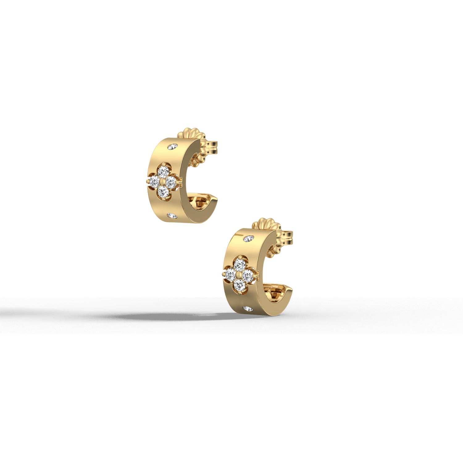 14K Gold Plated Moissanite Clover Hoop Earrings -