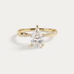Daphne丨1CT Pear Lab Diamond Engagement Ring–Twisted 14K Gold Band - Rings