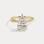 Daphne丨2CT Pear Lab Diamond Engagement Ring–Twisted 14K Gold Band - Rings