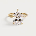 Daphne丨3CT Pear Lab Diamond Engagement Ring–Twisted 14K Gold Band - Rings