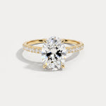 Melina丨Oval Cut Pave Solitaire 2CT Lab Grown Engagement Ring - Rings