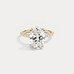 Melina丨Oval Cut Pave Solitaire 3CT Lab Grown Engagement Ring - Rings