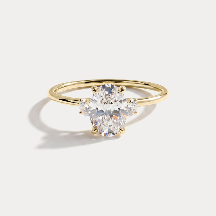 Olivia丨1CT Three-Stone Lotus-Inspired Lab-grown Diamond Engagement Ring - Rings