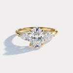 Esme丨Oval Lab Diamond Three-Stone Engagement Ring with Pear Side Stones - Rings