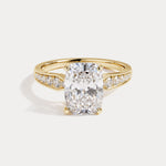 Muriel丨Elongated Cushion Lab Diamond Twisted Split Shank Milgrain Pavé Engagement Ring - Rings