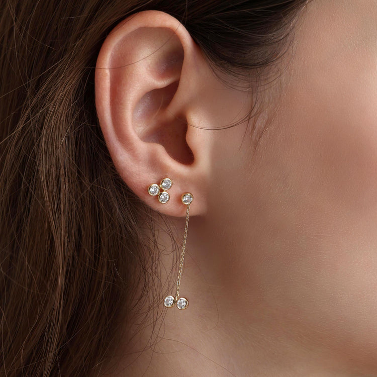 Lab - Grown Diamond Trio Stud Earrings in 14K Solid Gold -