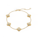 Lab Grown Diamond Clover Bracelet in 14K Solid Gold/Platinum