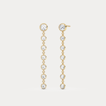 Bezel Lab Diamond Linear Drop Earrings in 14K Gold/Platinum