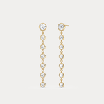 Bezel Lab Diamond Linear Drop Earrings in 14K Gold/Platinum - Earrings