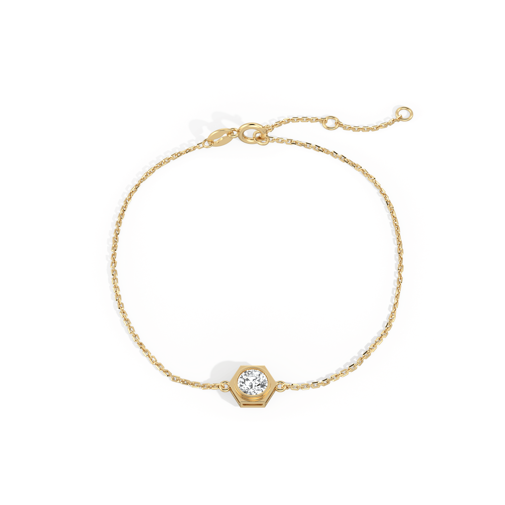 0.3CT Hexagon Lab Grown Diamond Chain Bracelet in 14K Solid Gold/Platinum - Bracelets