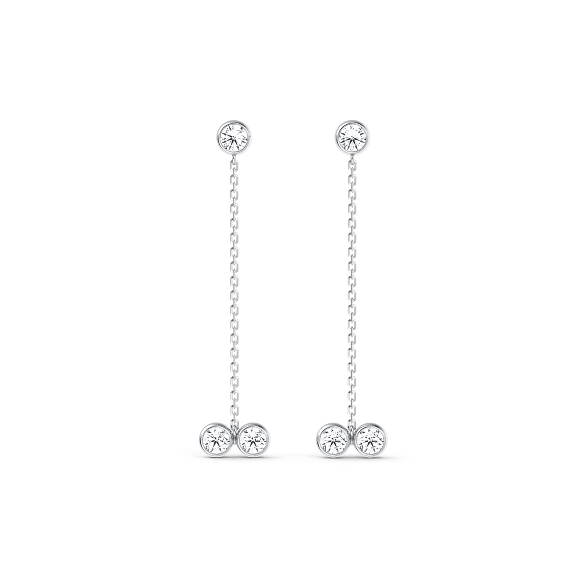 14K Solid Gold Chain Dangle Earring With Lab Diamond -