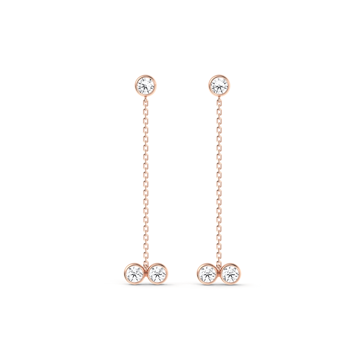 14K Solid Gold Chain Dangle Earring With Lab Diamond -