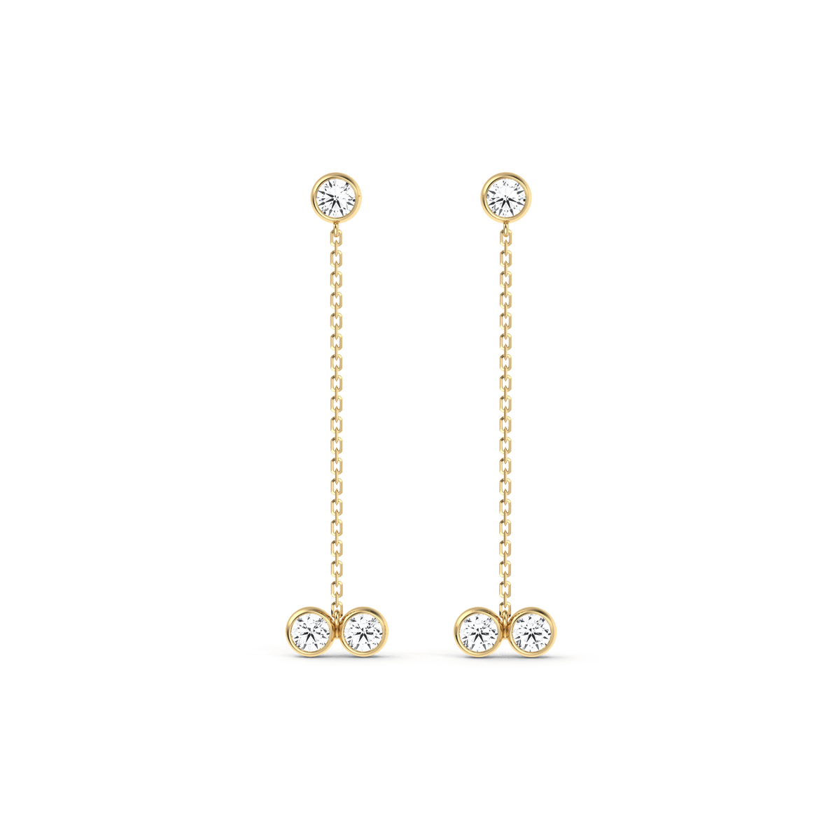 14K Solid Gold Chain Dangle Earring With Lab Diamond -