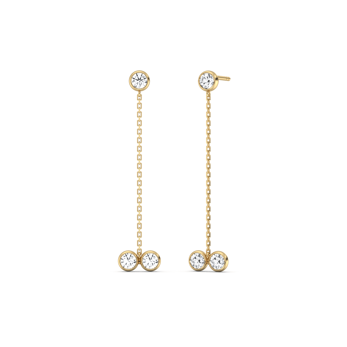 14K Solid Gold Chain Dangle Earring With Lab Diamond -