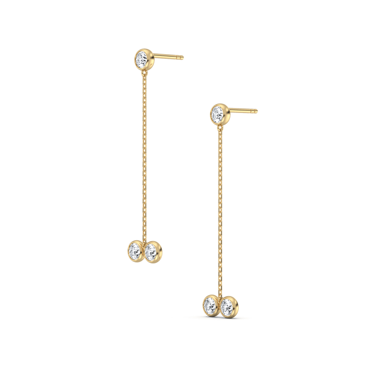 14K Solid Gold Chain Dangle Earring With Lab Diamond -