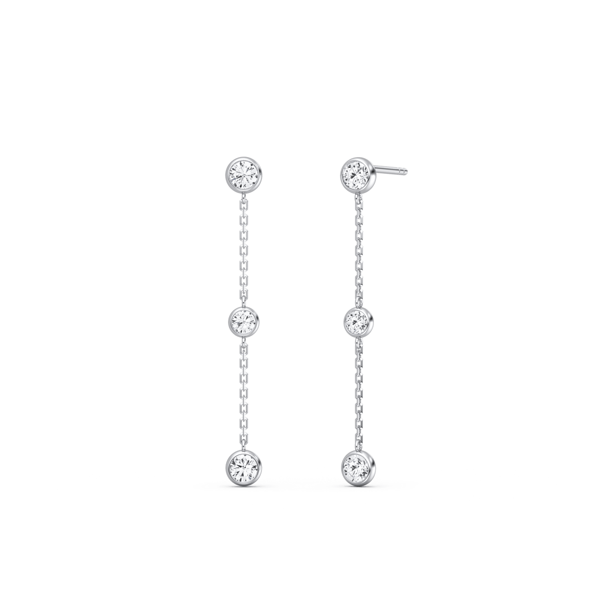 14K Solid Gold Bezel Set Drop Earring With Lab Diamond -