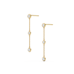 14K Solid Gold Bezel Set Drop Earring With Lab Diamond -