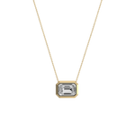 2CT Lab Grown Diamond Bezel Set Pendant Neckalce In 14K Solid Gold/Platinum - Necklaces