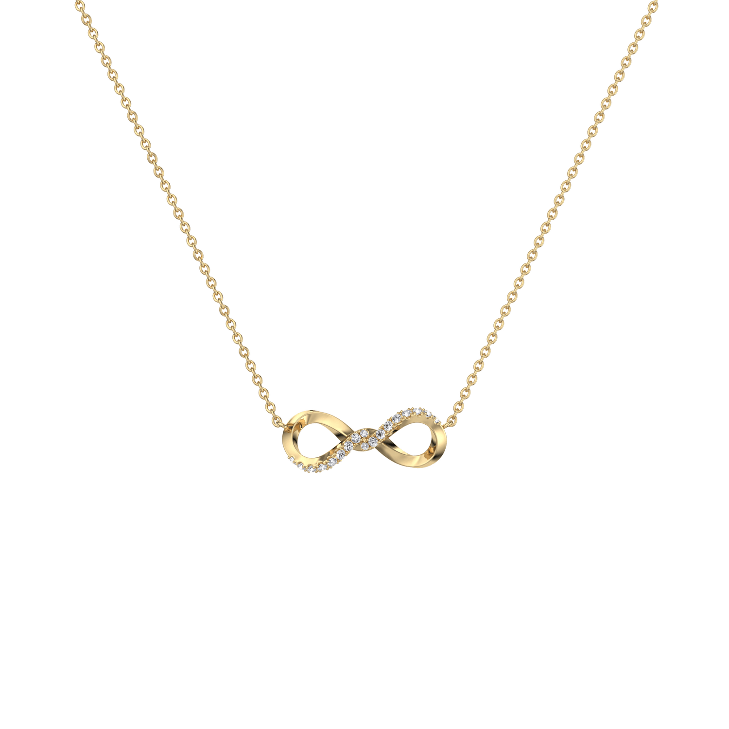 Lab Diamond Infinity Necklace In 14K Solid Gold/Platinum -